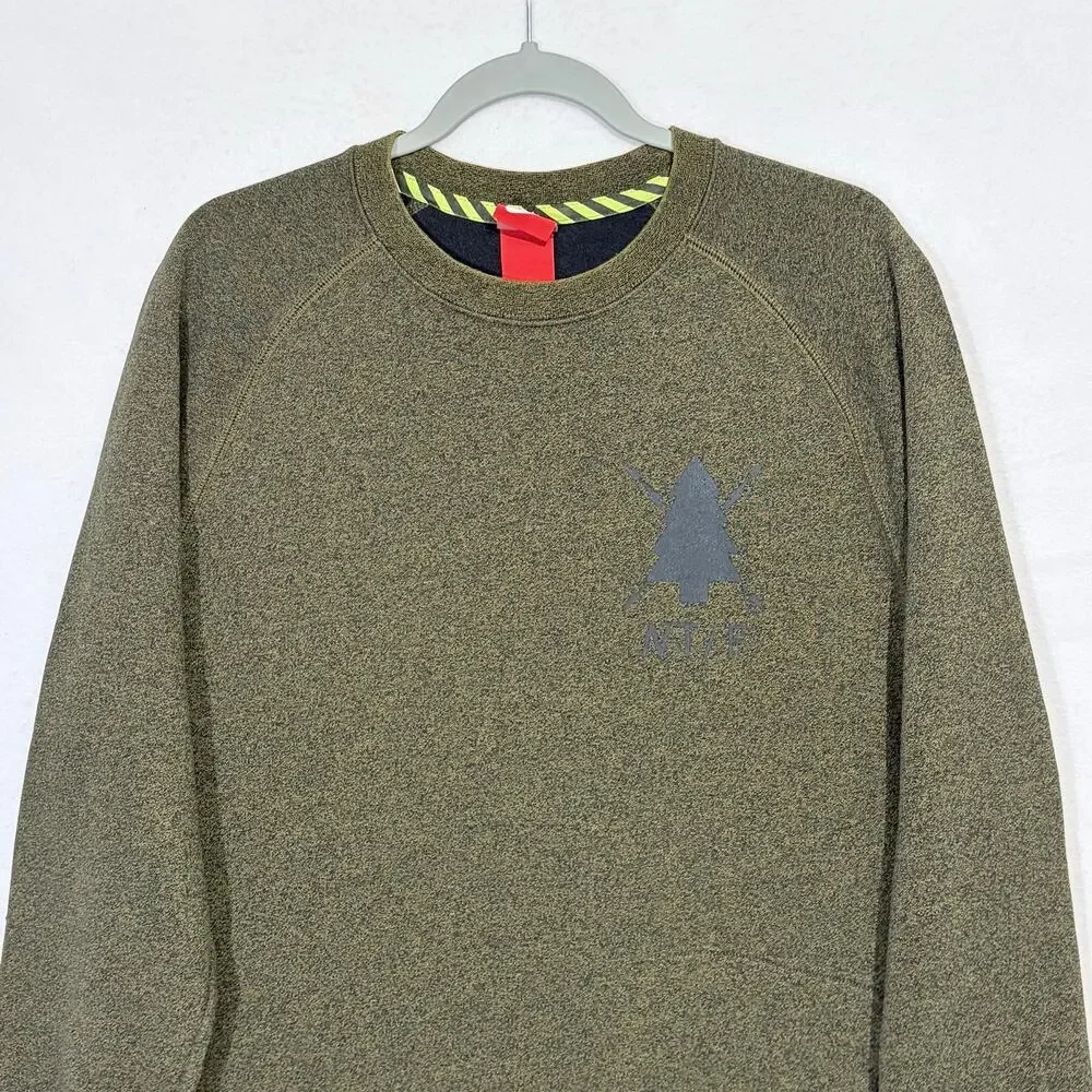 Nike Sweatshirt Men’s Large Green Pullover Athletic Long Sleeve Side Zip